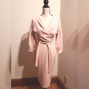 NWT Blush Boohoo Off The Shoulder Midi Wrap Dress